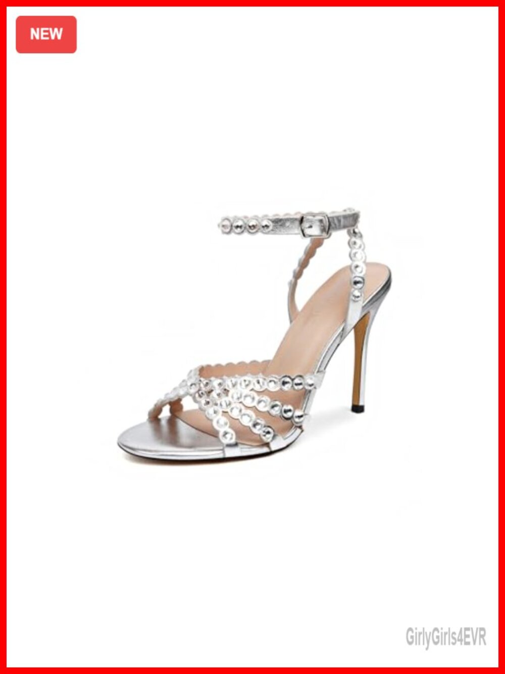 Rhinestone Stiletto High Heel Sandals Round Toe Formal Evening Women